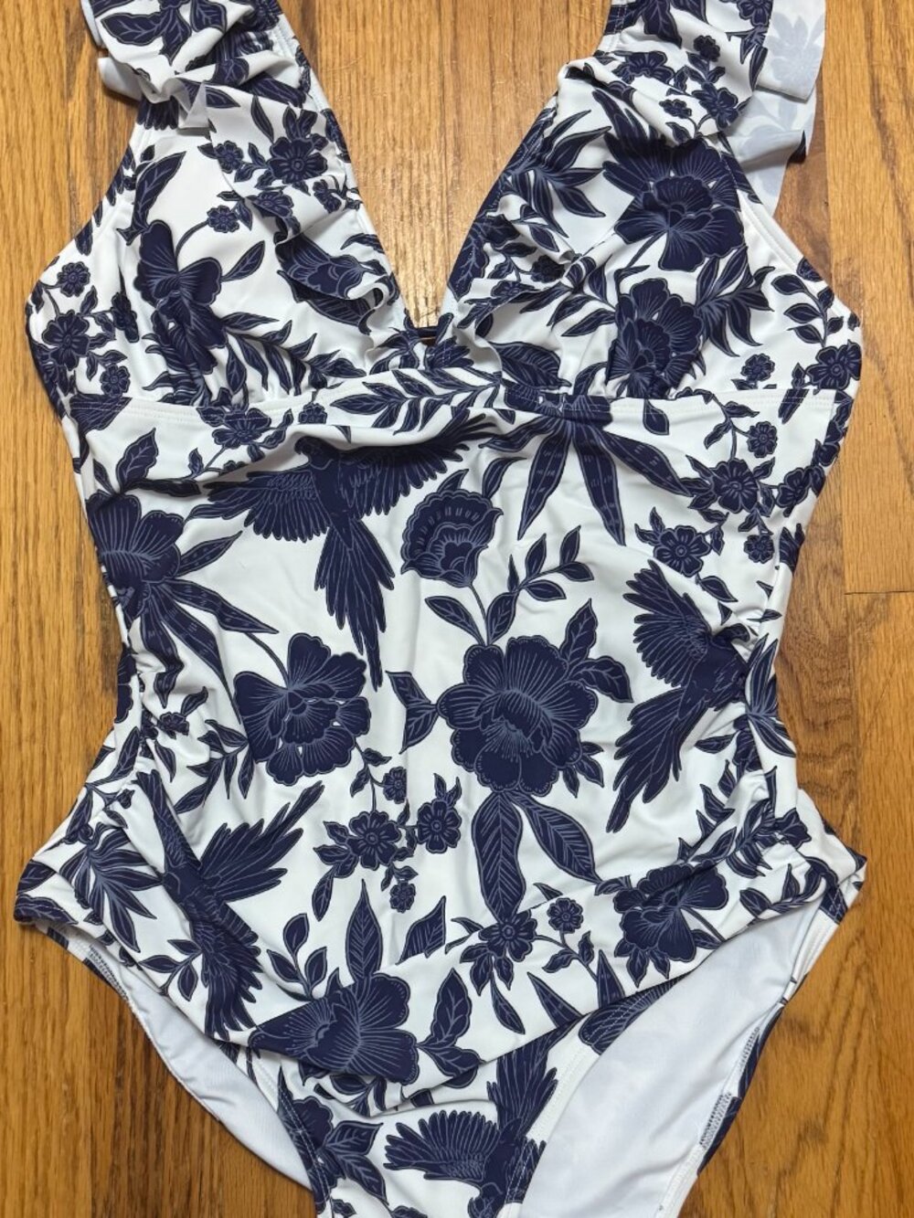 Cupshe Blue Floral Size Medium One Piece Swimsuit - Picture 5 of 6